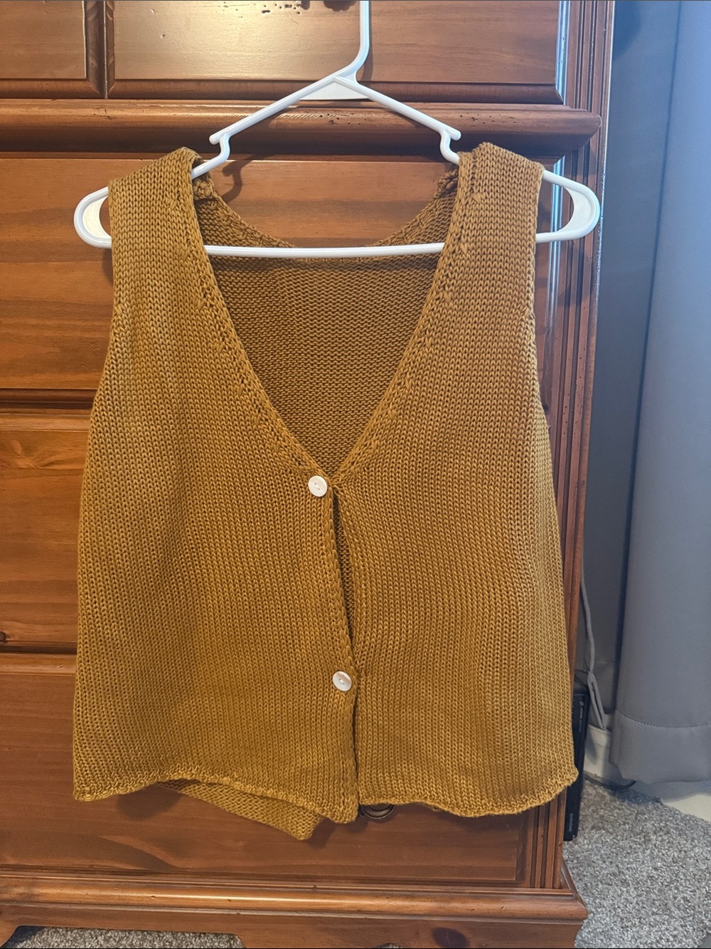 Mustard Knit Button Front Vest